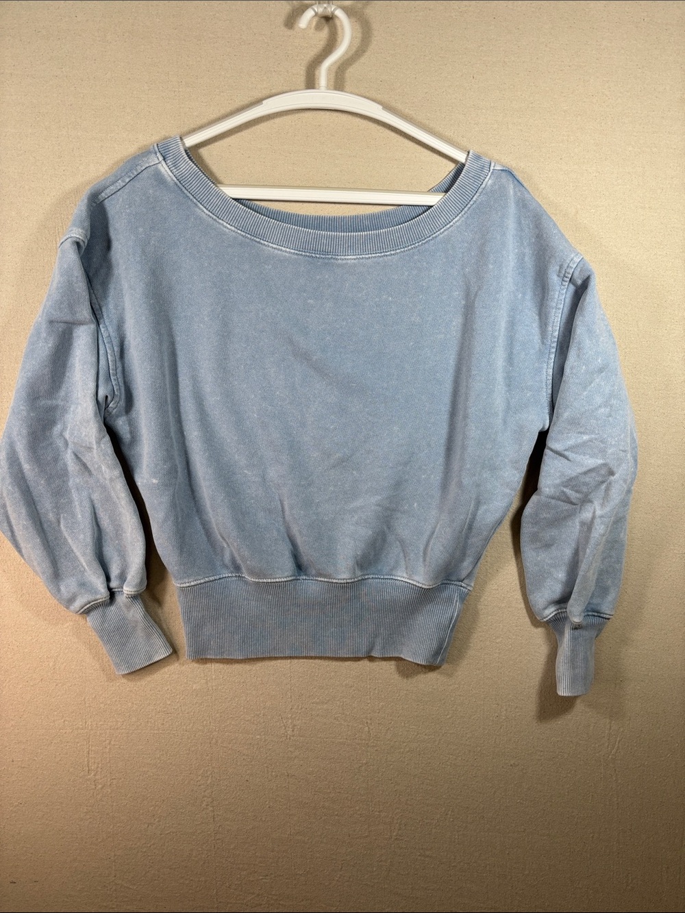 Aerie Light Heather Blue Wide/Baggy fit Scoop Neck Sweatshirt